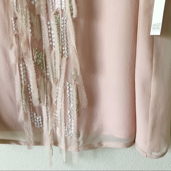 NWT {Badgley Mischka} 100% Silk Blouse Blush XL - Picture 6 of 8
